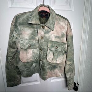 Black Label Green and Cream Women’s Cropped Jacket